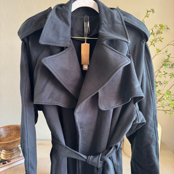 SKIMS Boyfriend Fleece Trench Coat Black Small NWT $248 - Picture 5 of 12